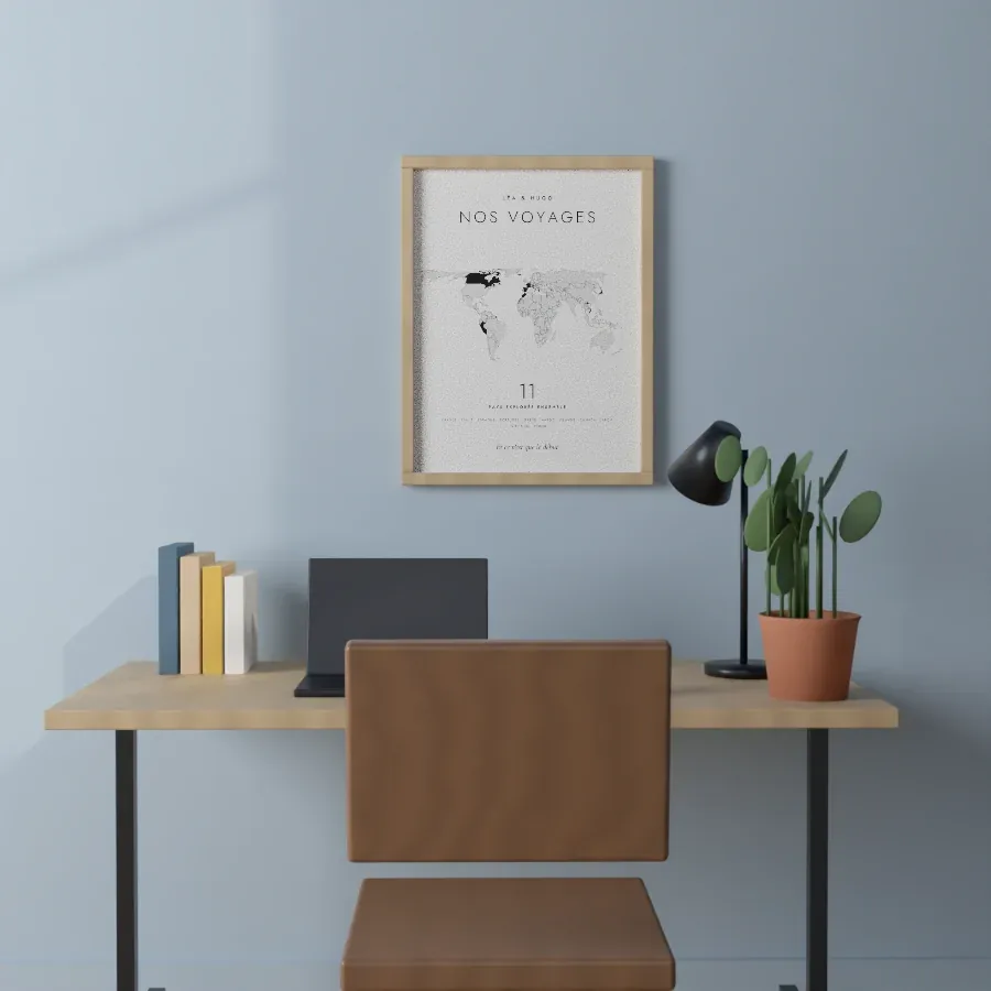 La carte de nos voyages, mise en scène : bureau