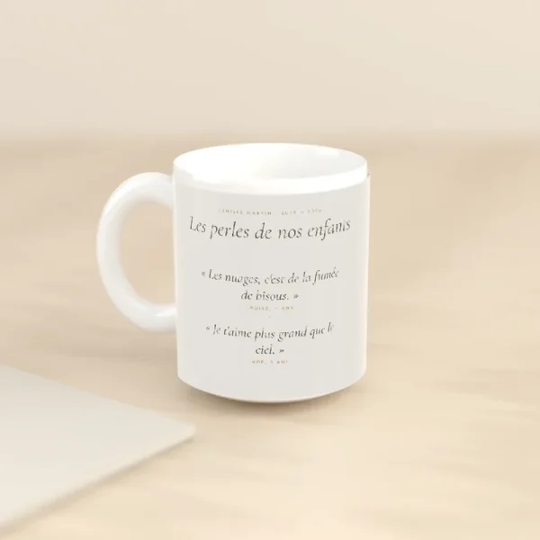 Exemple de mug personnalisé « les mots d'enfants », mis en situation